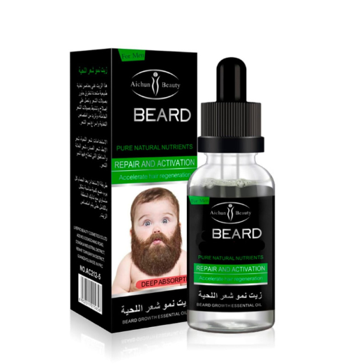 AICHUN BEAUTY Men's Beard Grow Oil Facial Hair Supplement Vitamins (Clear, A)