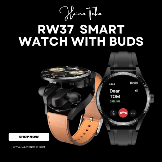 HainoTeko Germany Haino Teko RW37 Watch Buds With Large Screen Round Shape AMOLED Display Smart Watch and Bluetooth Earbuds With 2 Pair Straps