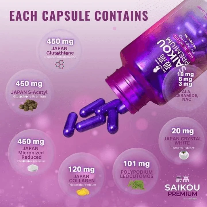 SAIKOU Premium Glutathione Plus 60 Capsules - Image 9